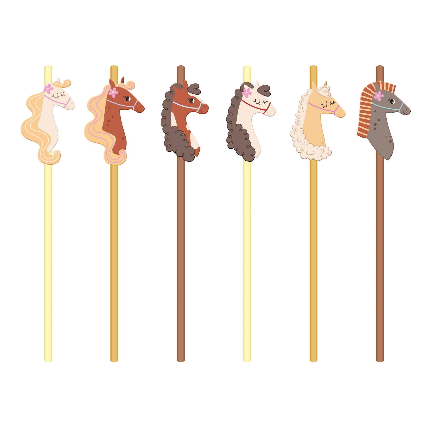 Papierové slamky Koníky 19,5 cm – sada 6 ks