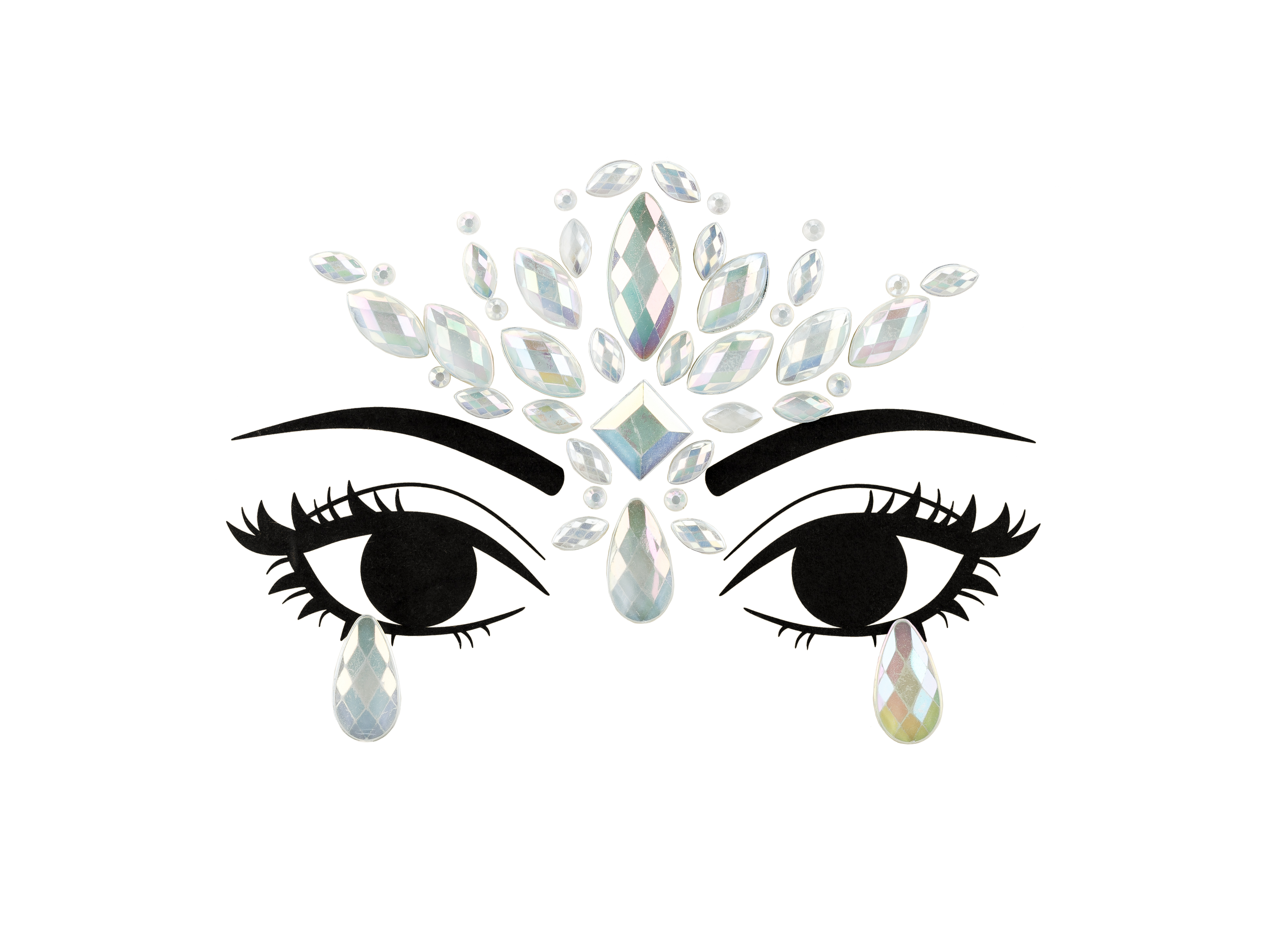 Samolepiace tvárové kamienky svietiace v tme, 9,5x8,5 cm – festivalový set