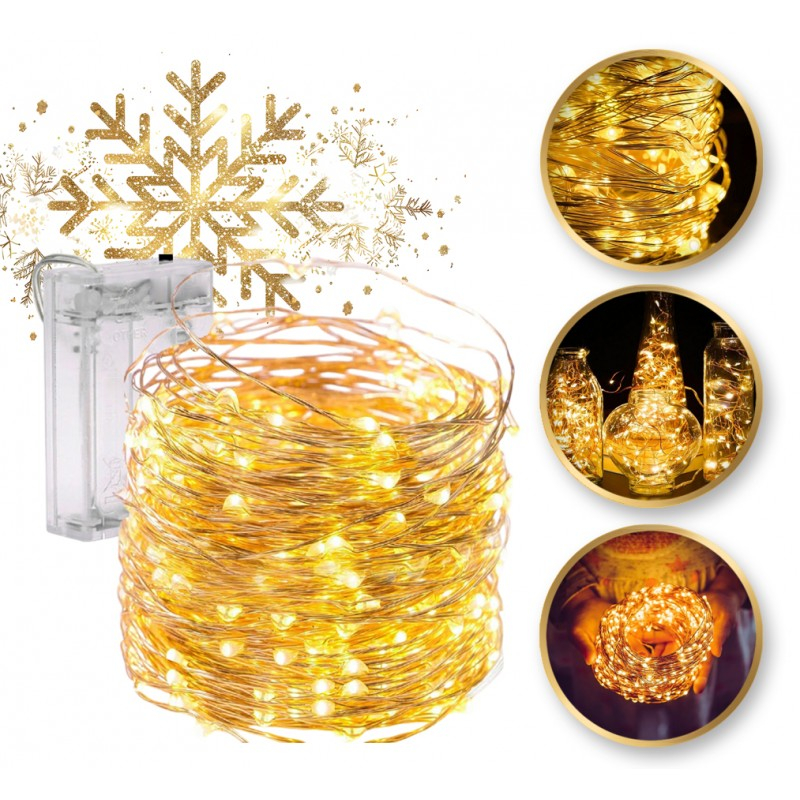 Svetelná reťaz 100 LED, teplá biela, 10 m