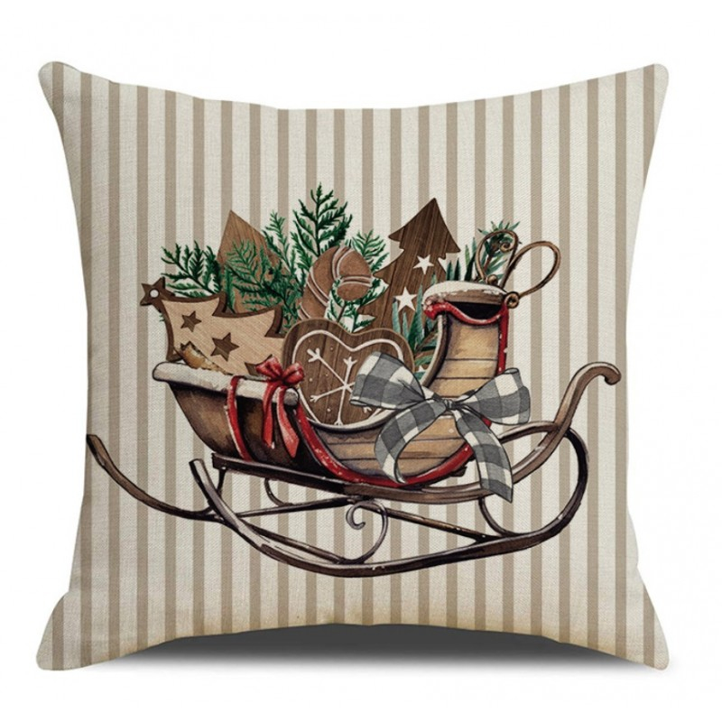 Vianočná obliečka na vankúš 45 × 45 cm, vianočné sane