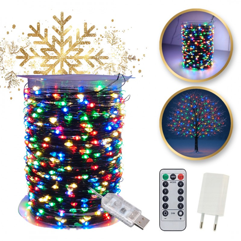 Vianočná svetelná reťaz 500 LED USB, multicolor, 50 m